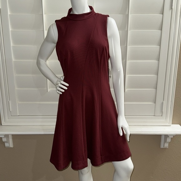 Free People Layla Fit Flare Ponte Dress Auburn Red - Picture 1 of 12